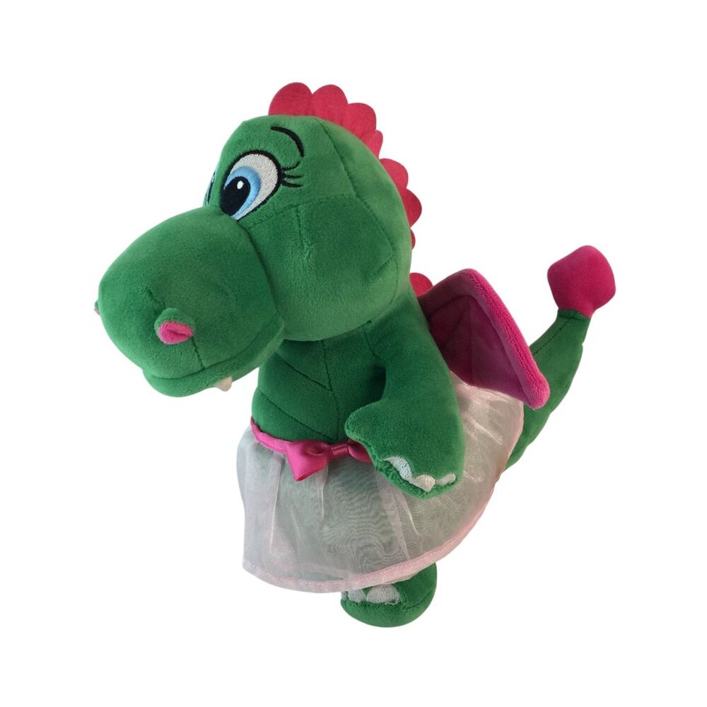 Legoland Green Dragon Plush 11" Stuffed Animal Wearing Pink Tutu by Aurora 2022
